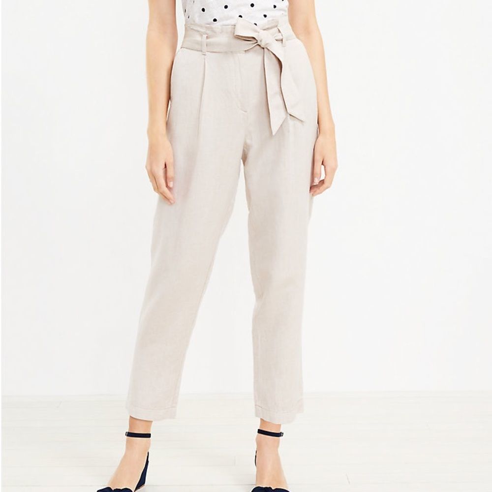 Loft linen blend high waisted straight pants
